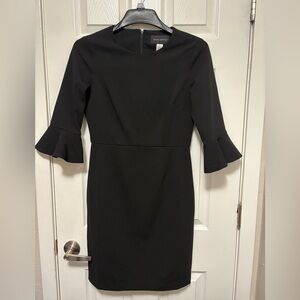 Donna Morgan Elegant Black with Bell Ruffle Sleeve Dress